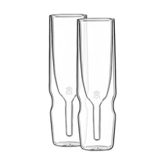 MasterPro Set 2pcs Double Wall Borosilicate Flute Glass Barware Mixology 190ml | BGMP-20205