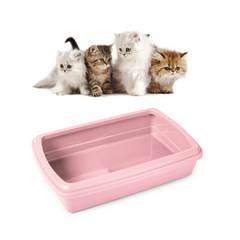 XL Cat Litter Box - Large Open Tray for Cats - Pink