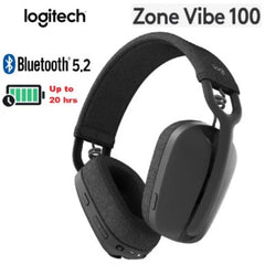 Logitech Zone Vibe 100 Lightweight Wireless Over Ear Headphones With Noise Canceling Microphone, Advanced Multipoint Bluetooth Headset | 981-001216