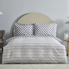 Karaca Home Cordova 100% Cotton Anthracite Single Duvet Cover Set | 200.22.08.0033