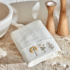 Karaca Home Comfort Touch Embroidered Grey 100% Cotton 30x50cm Towel | 200.22.11.0111