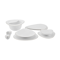 Karaca Fine Pearl Trio Gold 62-Piece Dinner Set for 12 People | 153.03.08.1956
