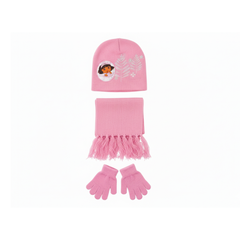 Kids’ Winter Hat, Scarf & Gloves Set with Dora Print - Fuchsia | AL1886/F