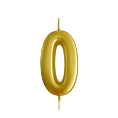Gold Glitter Birthday Cake Candle Topper - Number Zero | 349-1/G0
