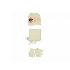 Kids’ Winter Hat, Scarf & Gloves Set with Dora Print - Ivory | AL1886/I