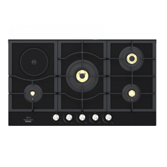 Queen Chef Built-in Gas Hob 4 Burners & 1 Electric Burner - Matt Black | QCHB90-4G1EGBM (B)
