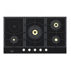 Queen Chef Built-in Gas Hob 4 Burners & 1 Electric Burner - Matt Black | QCHB90-4G1EGBM (B)
