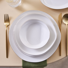 Karaca Red Carpet Collection Stream Bone Yakamoz 59-Piece Dinner Set for 12 People, Gold Trim | 153.09.01.5038