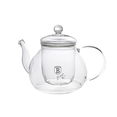 Berlinger Haus Glass Tea Pot with Glass Filter, 1L Black Silver Collection | 7828ABH