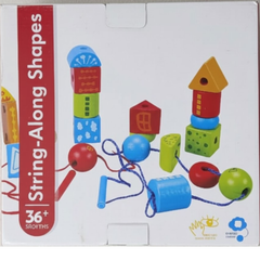 Wooden Threading Blocks Educational String-Along Shape Toy | 589-6