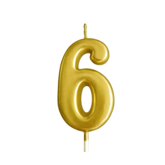 Gold Glitter Birthday Cake Candle Topper - Number Six | 349-1/G6