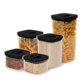 Berlinger Haus 5+5 Pcs Canister Set W/ Lock Lid, Black Collection | BH/8577