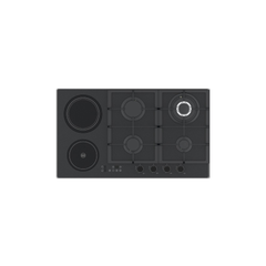 Queen Chef Built-in Gas Hob 4 Burners & 2 Electric Burner - Matt Black | QCHB90-4G2EGBM (HB)