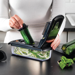 Nutricook Essentials 4-in-1 Vegetable Chopper, Stainless Steel Blades, BPA-Free – Black | NC-VC150