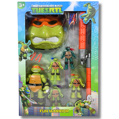 TMNT Action Figure & Weapon Set – Michelangelo Turtle with Launcher & Accessories | A6-1/2/3/4