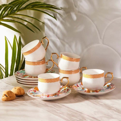 Karaca Lyria Coffee Cup Set of 6 - Elegant Coffee Cups Set | 153.03.06.5074