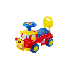 Kids Ride-On Cartoon Car with Steering Wheel & Backrest – Red & Yellow | 554R