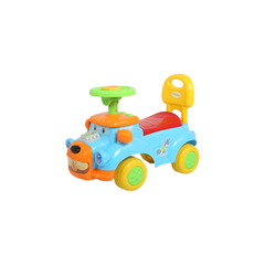Kids Ride-On Cartoon Car with Steering Wheel & Backrest – Blue & Orange | 554B