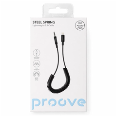 Proove Steel Spring Bluetooth Lightning to 3.5mm AUX Cable - Black | ACSS00005101