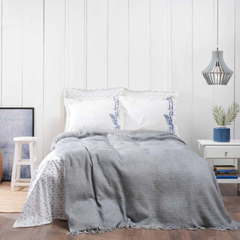 Karaca Bamboo Blue Double Blanket Set - Soft & Breathable Bedding Set | 200.21.01.0593