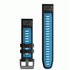 Garmin QuickFit 22 Watch Bands Black / Cirrus Blue Silicone | 010-13280-05