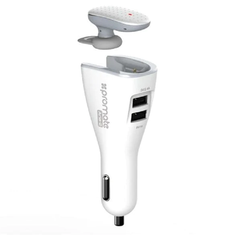 Promate Bluetooth Headset for Music&Calls with Smart Wireless Car Charging Dock | ARIA. WHITE