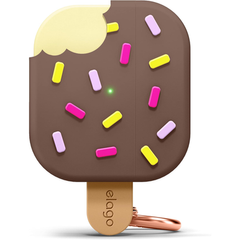 غطاء حافظة Elago Ice Cream متوافق مع حافظة AirPods 3 - متوافق مع الجيل الثالث من AirPods، تتضمن حلقة تسلق، يدعم الشحن اللاسلكي، مقاوم للصدمات، حماية كاملة (الشوكولاتة) | EAP3-ICE