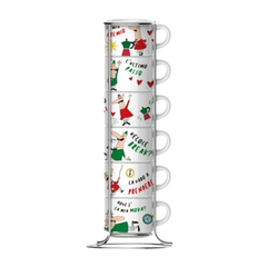 Bialetti Set of 6 Stackable Italia Cups With Stand | TAZZ202