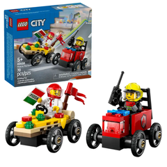 مجموعة سيارات سباق بيتزا مقابل شاحنة إطفاء LEGO 60458