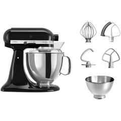 KitchenAid Tilt-Head Artisan Mixer Onyx Black 4.8L + 3L Bowl + Flex Edge Beater | 5KSM175PSEOB