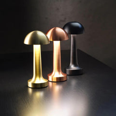 SK Gold Mushroom LED Table Lamp - 23 cm, Touch Dimming, 3 Light Modes | SK1951420