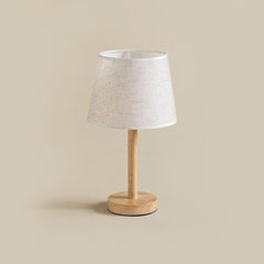 SK Nordic Minimalist Wooden Table Lamp - 39 cm, Warm Fabric Shade | SK857