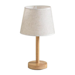 SK Nordic Minimalist Wooden Table Lamp - 39 cm, Warm Fabric Shade | SK857