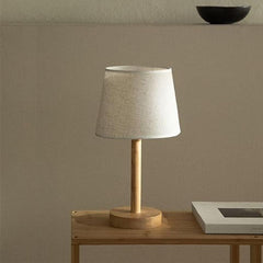 SK Nordic Minimalist Wooden Table Lamp - 39 cm, Warm Fabric Shade | SK857