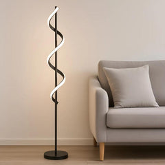 SK LED Spiral Metal Floor Lamp - 150 cm, Three Light Modes, Black | SK860