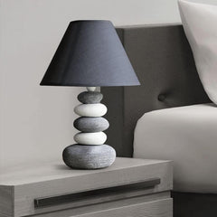 SK Stacked Stone Ceramic Table Lamp 37 cm - Fabric Shade | SK922