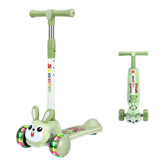 3-Wheel Green Bunny-Themed Kids Scooter with Lights & Sound | ALSLT-306