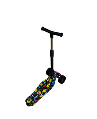 3-Wheel Foldable Graffiti Scooter – Black Neon | ALBER-615