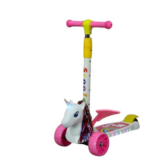 3-Wheel Unicorn Scooter with LED Lights – Pink/White | AL5W-518