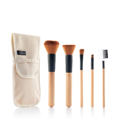 InnovaGoods Set of Wooden Make-up Brushes with Carry Case Miset 5 Pieces | V0103202