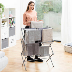 InnovaGoods Folding And Extendable Metal Clothes Dryer With 3 Levels Cloxy (11 Bars) | V0103215