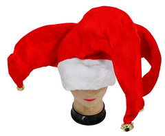 Christmas Jester Santa Hat with Bells - Red & White | AL5323