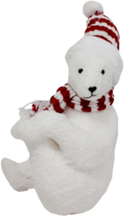 Christmas Polar Bear Plush Decoration with Striped Hat & Scarf | YCB013