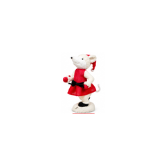 Christmas Mouse Figurine with Red Dress & Santa Hat | YCZ009