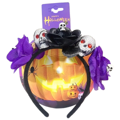 Halloween Pumpkin Mask with Purple Feather Trim | AL2618