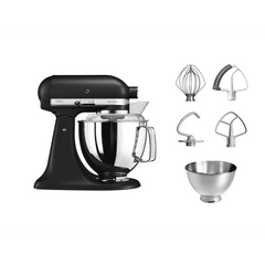 KitchenAid Tilt-Head Artisan Mixer Cast Iron Black 4.8L + 3L Bowl + Flex Edge Beater | 5KSM175PSEBK