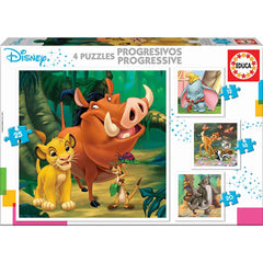 Educa Disney 4 Progressive Puzzles - Lion King + Classic Disney Scenes | 18104