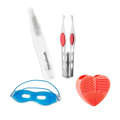 InnovaGoods Beauty Care Bundle (Tooth Whitening Pencil + Gel Eye Mask + LED Tweezers + Brush Cleaner)