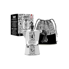Bialetti Moka Express 3 أكواب صانعة قهوة ألمنيوم باللون الفضي إصدار الذكرى التسعين | BIA0005175