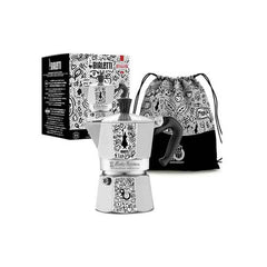 Bialetti Moka Express 3 أكواب صانعة قهوة ألمنيوم باللون الفضي إصدار الذكرى التسعين | BIA0005175
